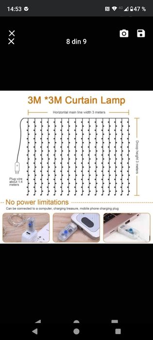 Instalație LED tip perdea cu telecomanda 3mx3m