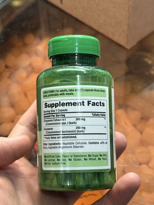 Puritan's Pride Cinnamon 500 mg 100 капсул