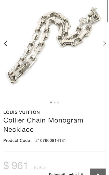 Set Lant si bratara Monogram Louis Vuitton Paladium original nou
