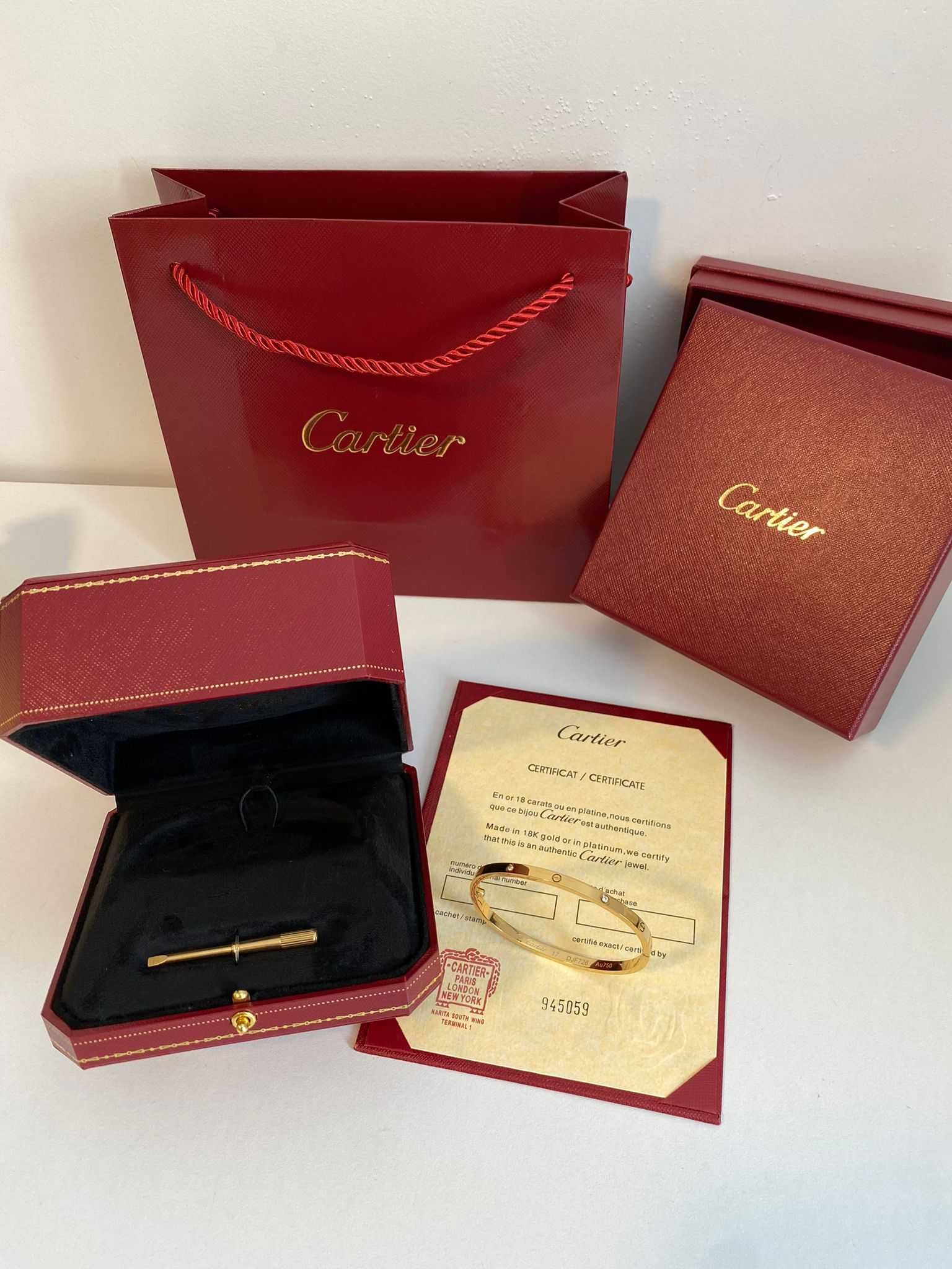 Brățară Cartier LOVE Slim 17 Gold 750 cu Cutie