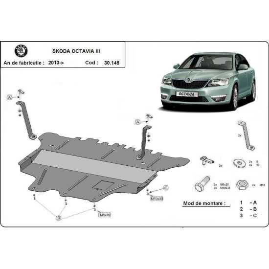 Метална кора под двигател и скорости VW GOLF7,PASSAT B8,AUDI A3 12-17