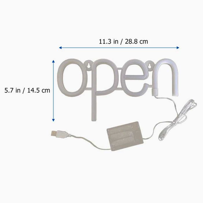 Reclama luminoasa LED Neon, "OPEN", Temark, multicolor, 28.8x14.5 cm