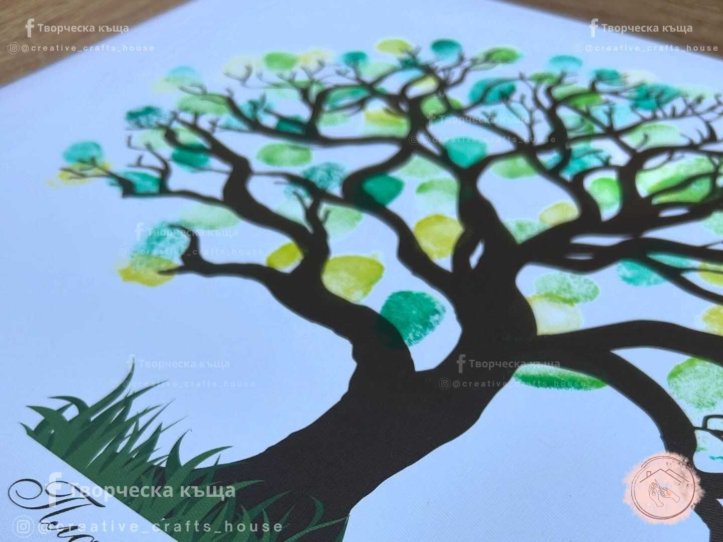 Сватбено дърво от отпечатъци / Табло Добре дошли / Дърво с отпечатъци