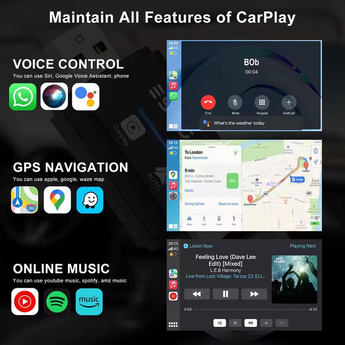 ESSGOO Wireless CarPlay Android Auto Wireless Adapter Smart Mini Box