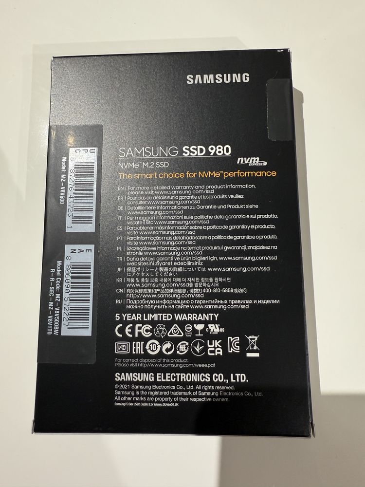 Samsung 980 500GB SSD M.2 MVMe