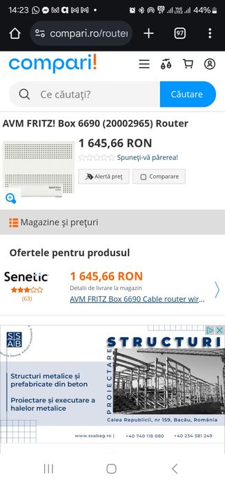 Router FRITZ!Box 6690 cable, Dual-band, Wi-Fi 6, NOU