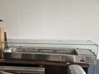 Vitrina rece sau calda, expunere, cu banc, inox