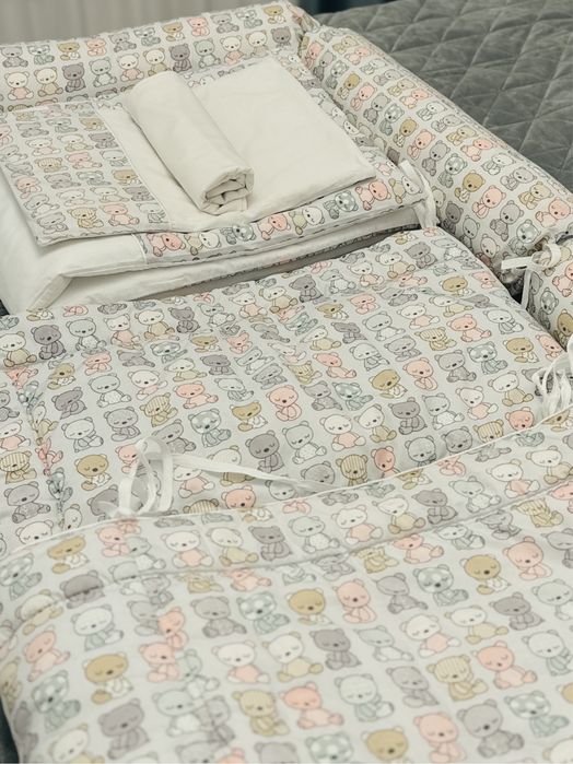 Set lenjerie PREMIUM pătuț fetițe – 6 piese, bumbac 100%, 60×120