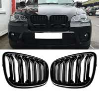 Решетки Бъбреци за BMW X5 E70 X6 E71 2007 до 2013г Черен Гланц Двойни