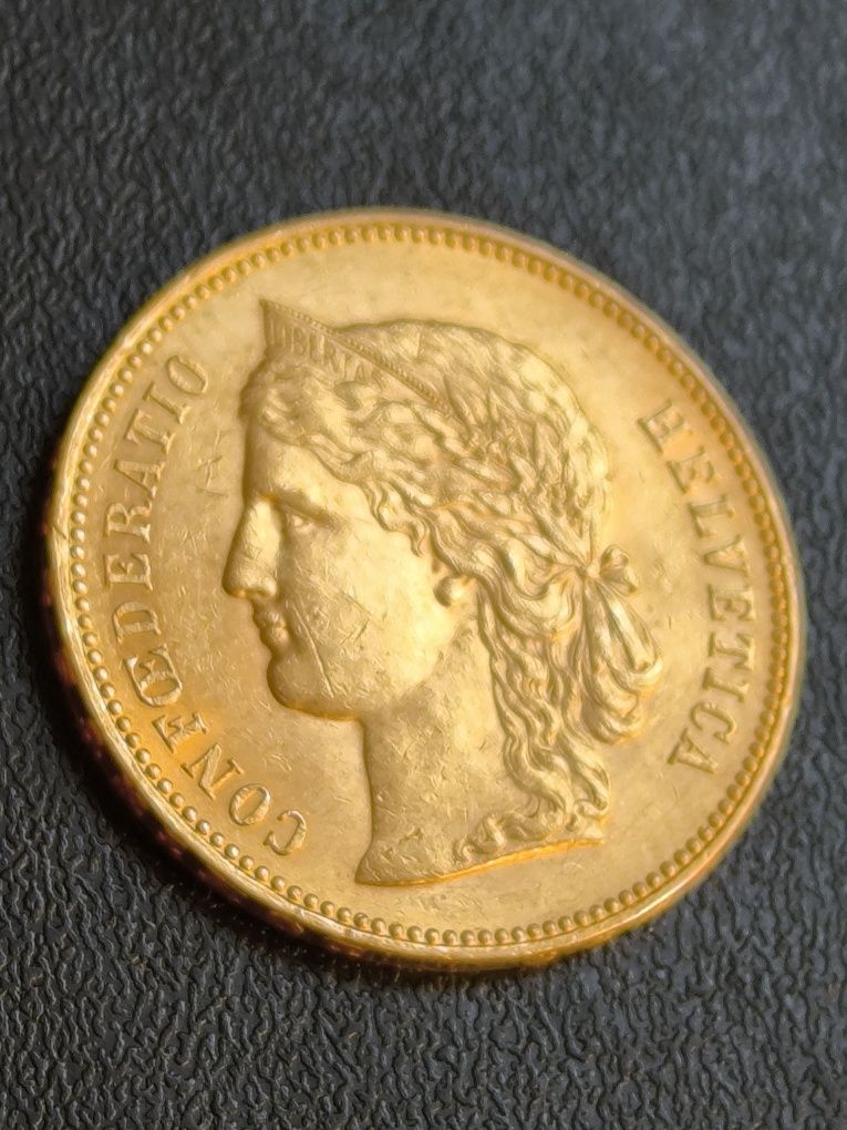 20 франка 1894 год, Стара Швейцария, злато 6.45 гр,900/1000 (21.6 к)