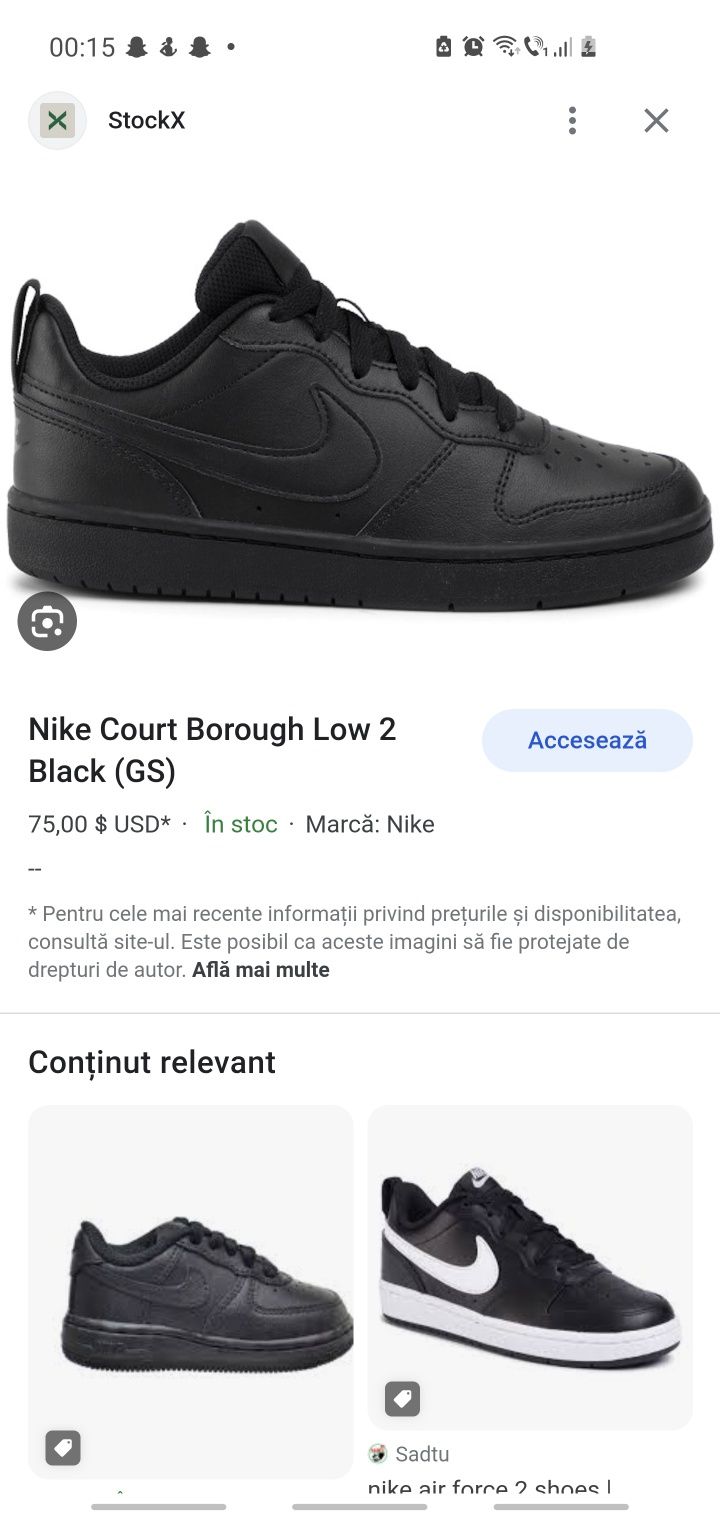 Nike Court Borough Low Negru marimea 39