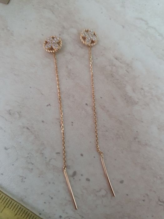 14 к.златни обеци и Van cleef *сребърна гривна с мойсанити