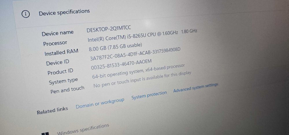 laptop Acer Aspire 5 A515-54  Intel Core i5-8265U