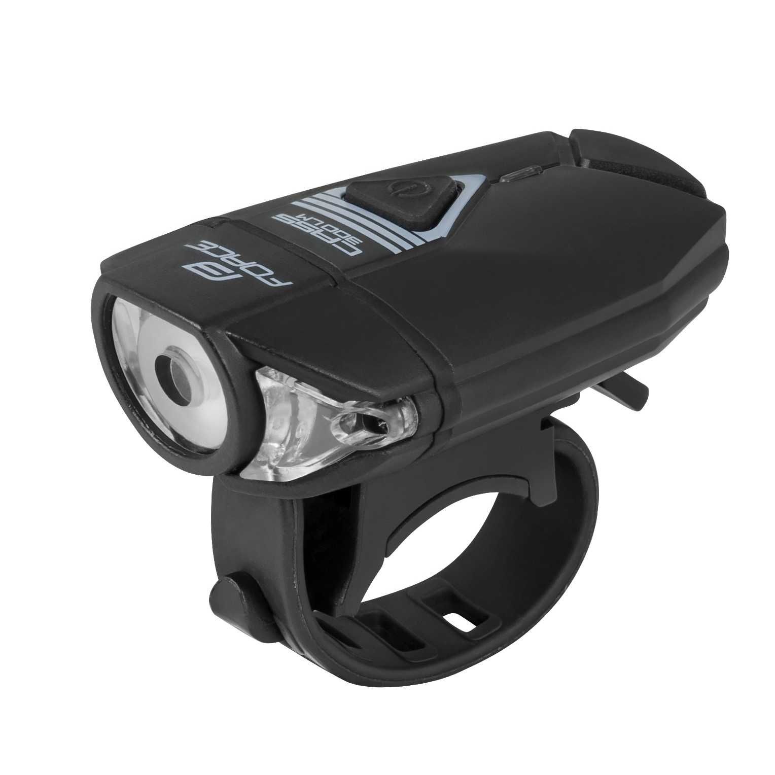 Предна LED светлина за велосипед FORCE CASS 300Lum, Фар, USB, Черна