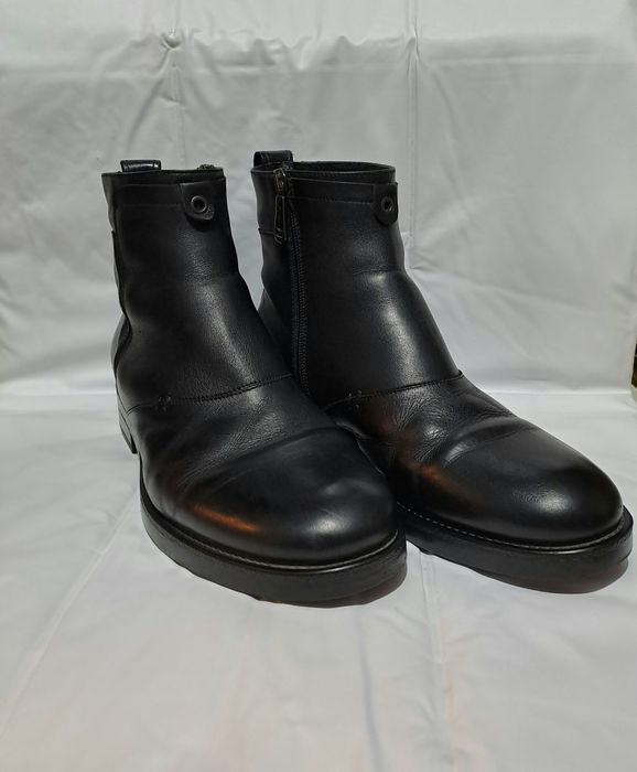 Ghete / Bocanci Piele Naturală Neagră Talpă Made in Italy-Mărime 43