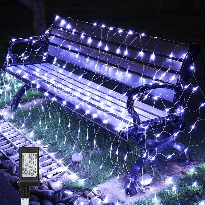 коледни LED мрежички 144 диода студено бяла светлина 8 шоу програми