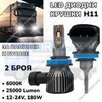 LED Диодни крушки за камиони, бусове H11 180W 12-24V +200%