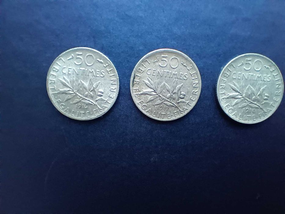 Френски сребърни монети от 50 сантима