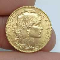 Vând monedă istorică de aur Franța 20 franci (Marianne)