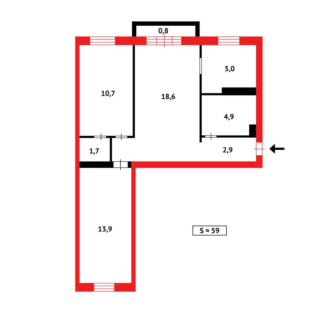 Продам 3-комнатную квартиру, 59 м², 3/5 этаж по пр. Республики