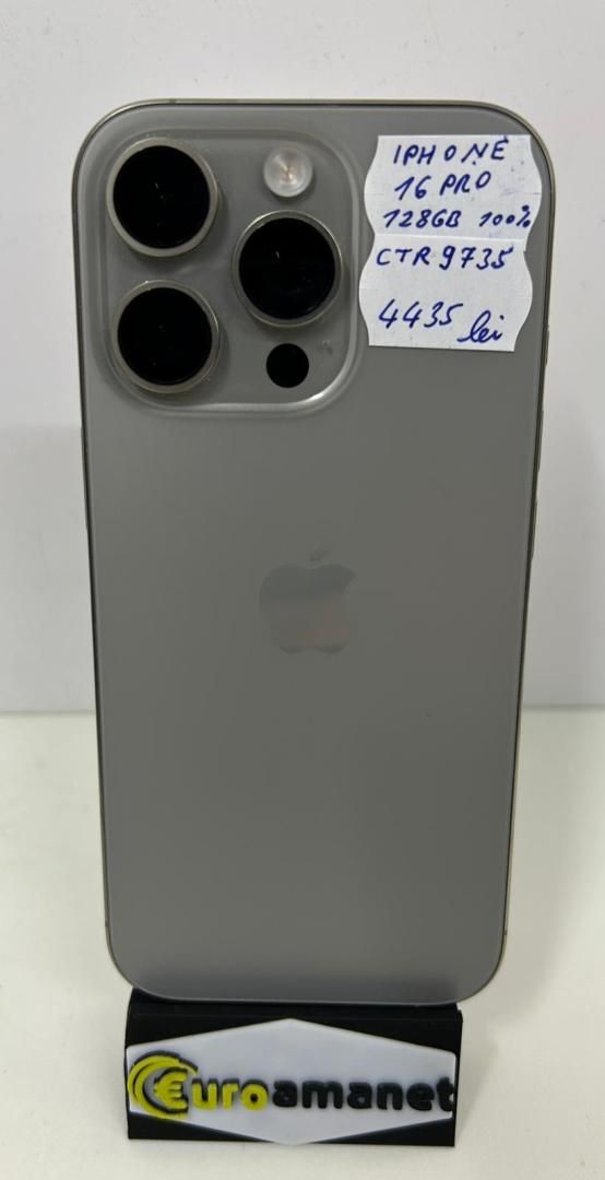 Telefon mobil Apple iPhone 16 Pro, 128GB, 5G, Black Titanium,100% -N-