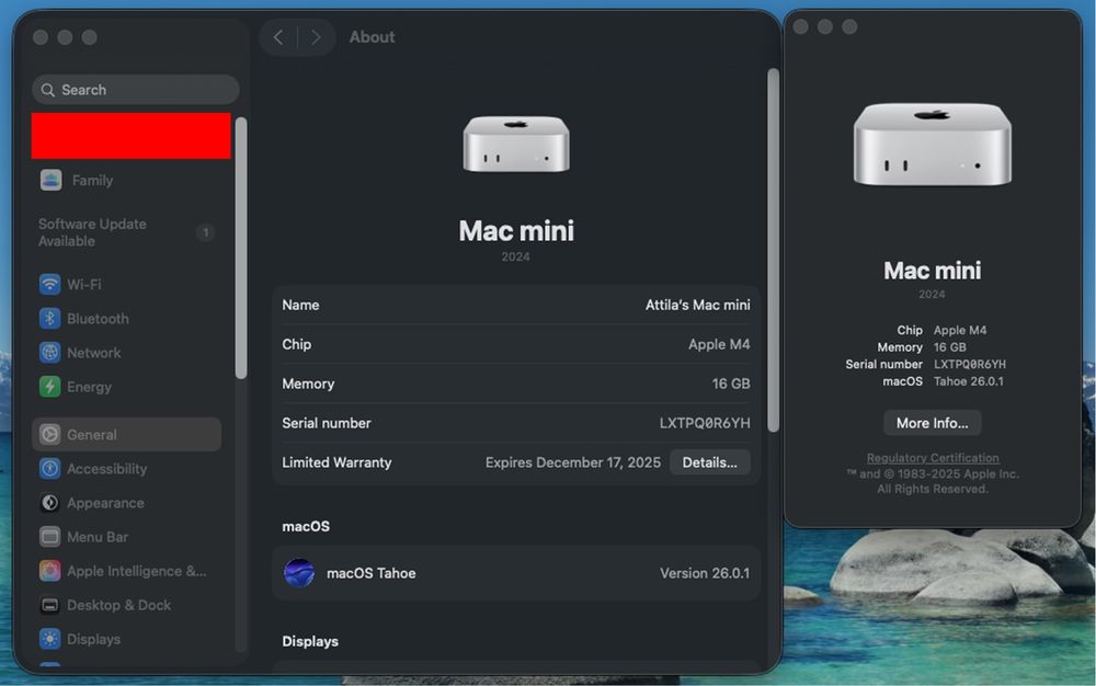Mac Mini M4 - 256GB - 16GB RAM - Inca in garantie