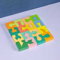 Puzzle 3D potrivire forme geometrice colorate, 16X16X1.5cm