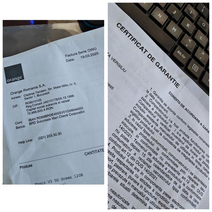 Honor Magic V3 Factură/Garanție