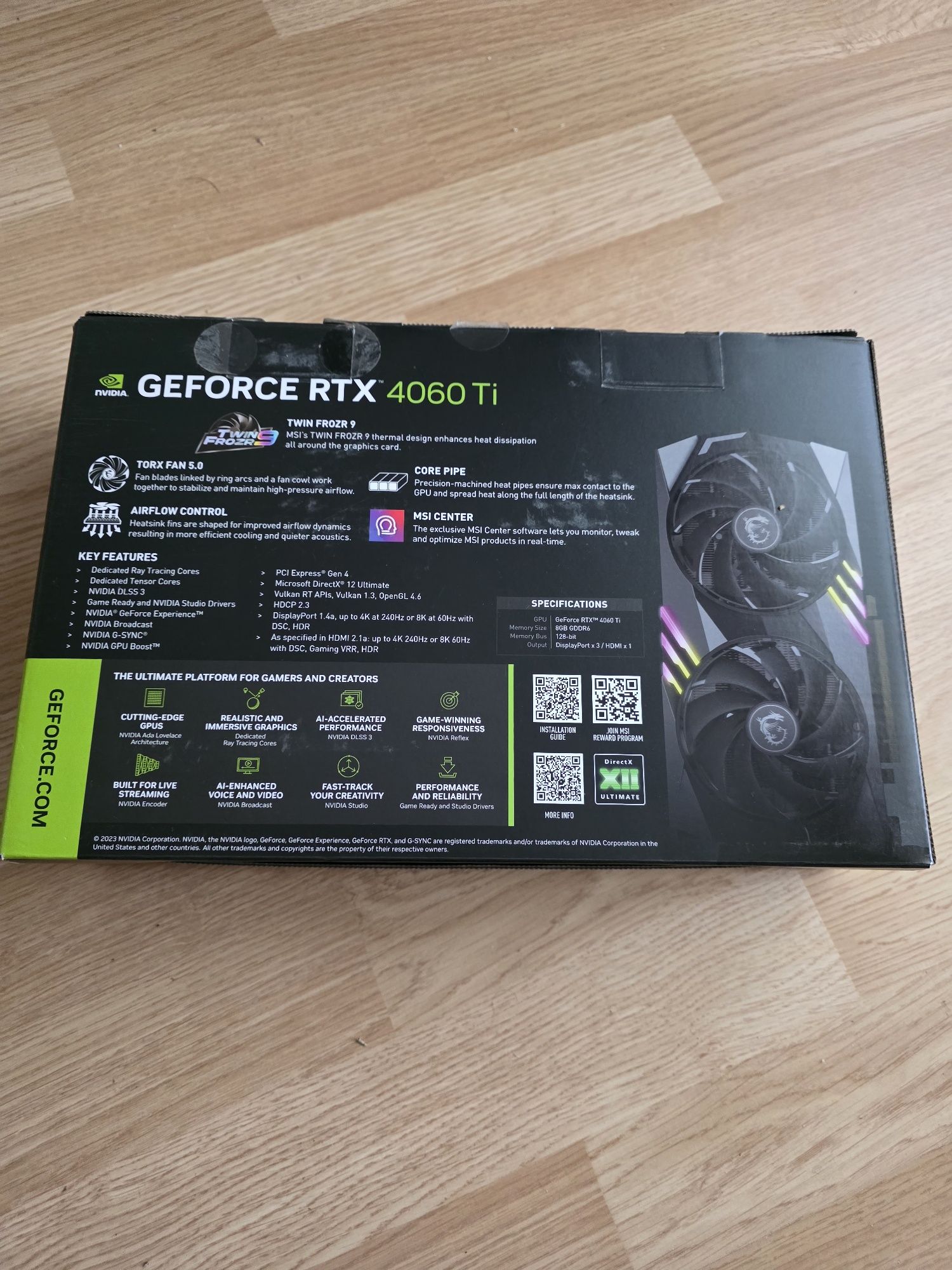 Placa video MSI GEFORCE RTX 4060 TI