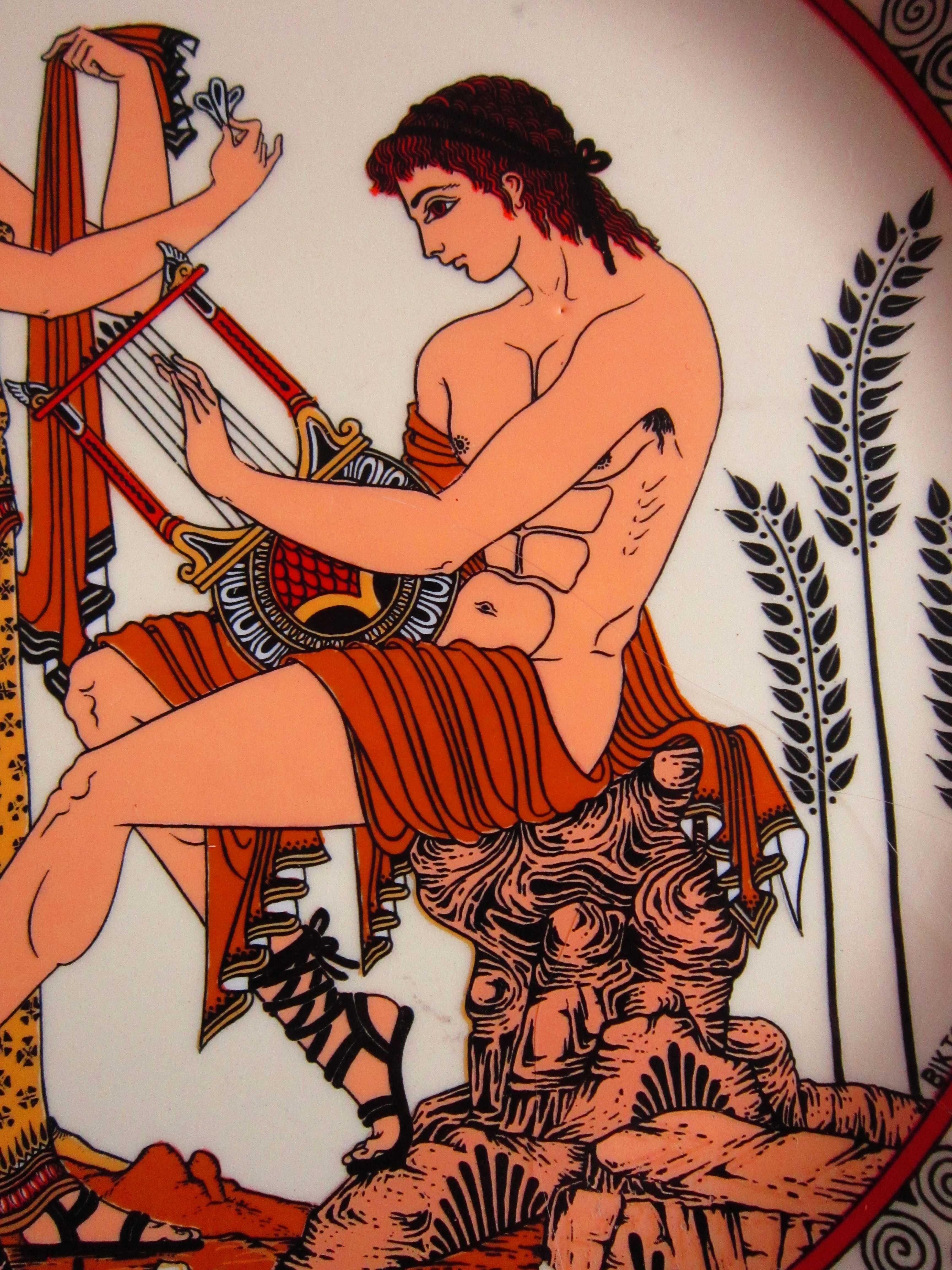 Grecia farfurie 1980 pictata manual Apollo si Daphne(Laura) cadou rar