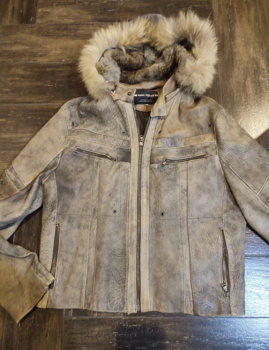 Geaca din piele naturala cu blana Vera Pelle - unisex