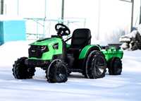 Tractoras electric Kinderauto 720-T 110W 24V 10 Ah cu remorca, green