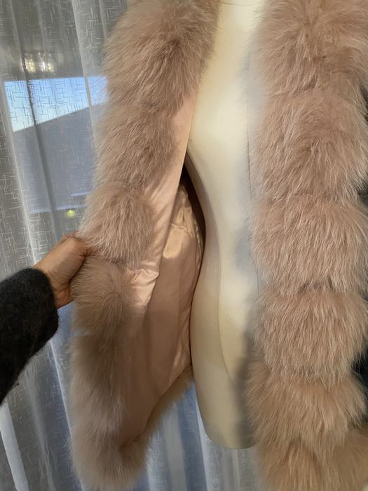 Haina denim cu blna naturala de vulpe