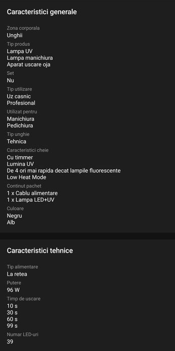 Lampa LED unghii profesionala
