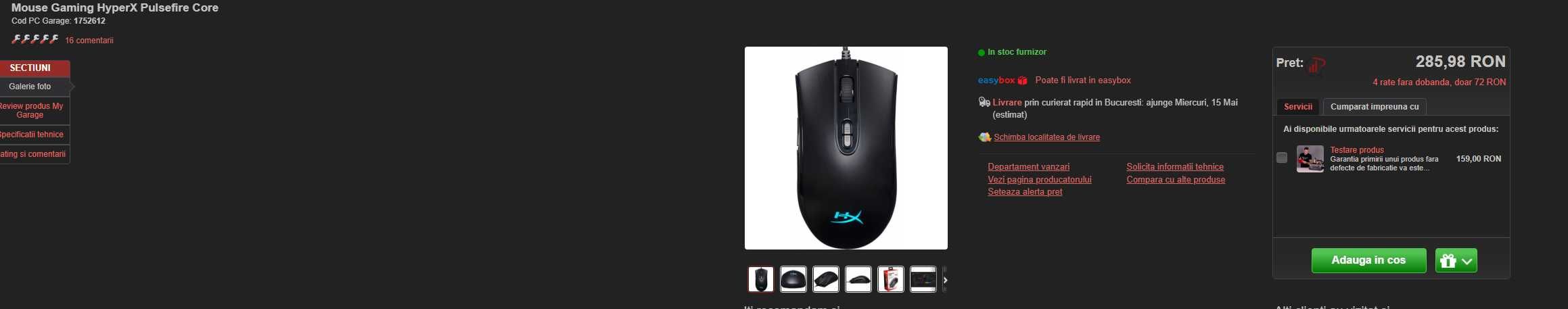 Mouse Gaming HyperX Pulsefire Core RGB 6200 DPI