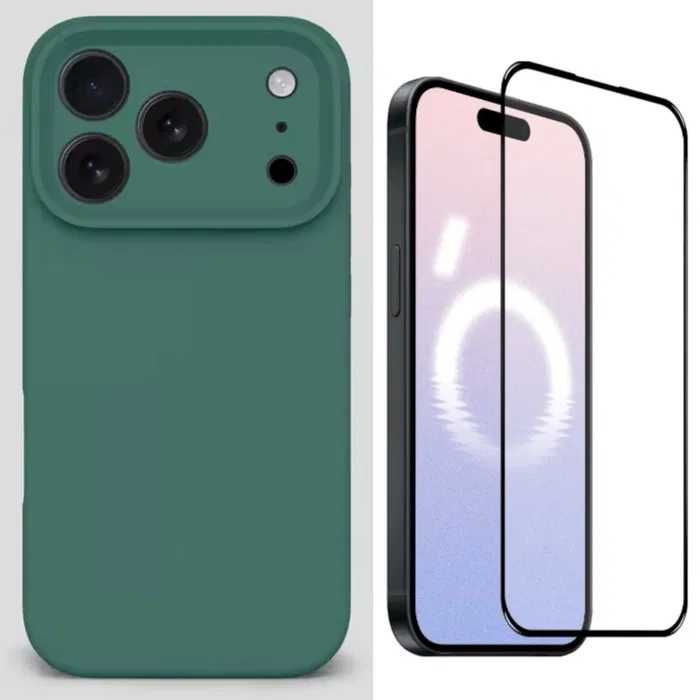 Husa Silicon ( diverse culori ) si Folie Sticla iPhone 15