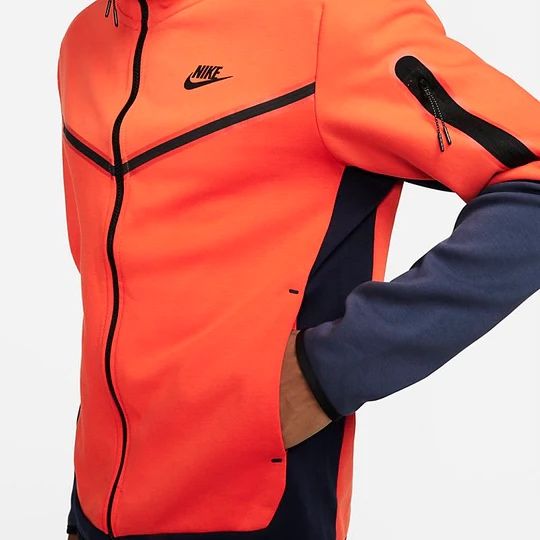 Nike Sportswear Tech Fleece Hoodie Orange Black Navy