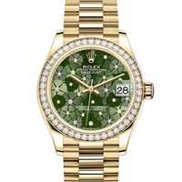 Часовник Rolex Datejust 31 Yellow Gold Green Floral Diamond Bezel