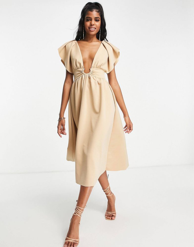 Rochie ASOS DESIGN gold ring midi dress