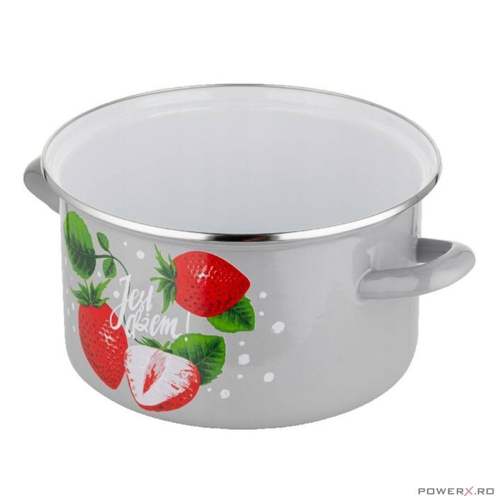Oala cu capac, din otel, strat email, compatibila cu toate tipurile de
