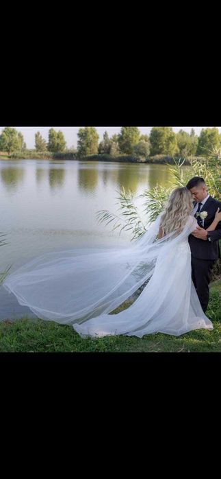 Rochie de mireasa+cadou halat satin "Bride"