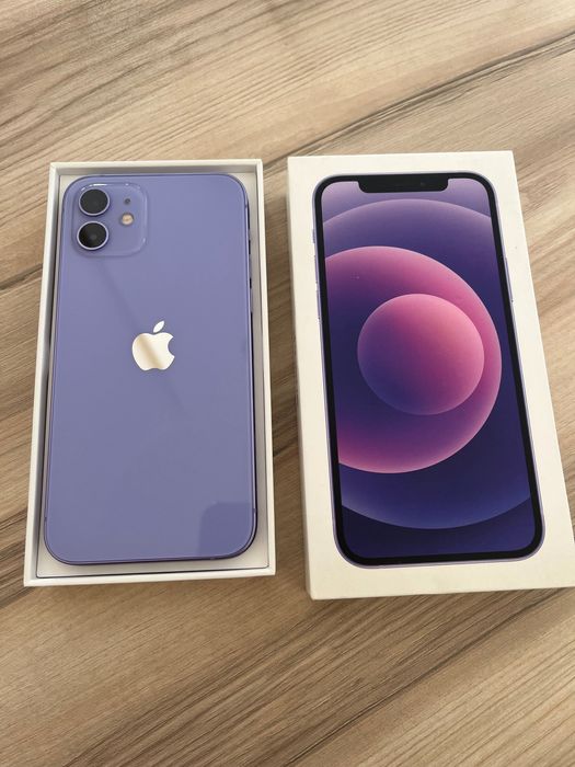 iPhone 12 128 Гб, в коробке, 80% аккум, фиолетовый