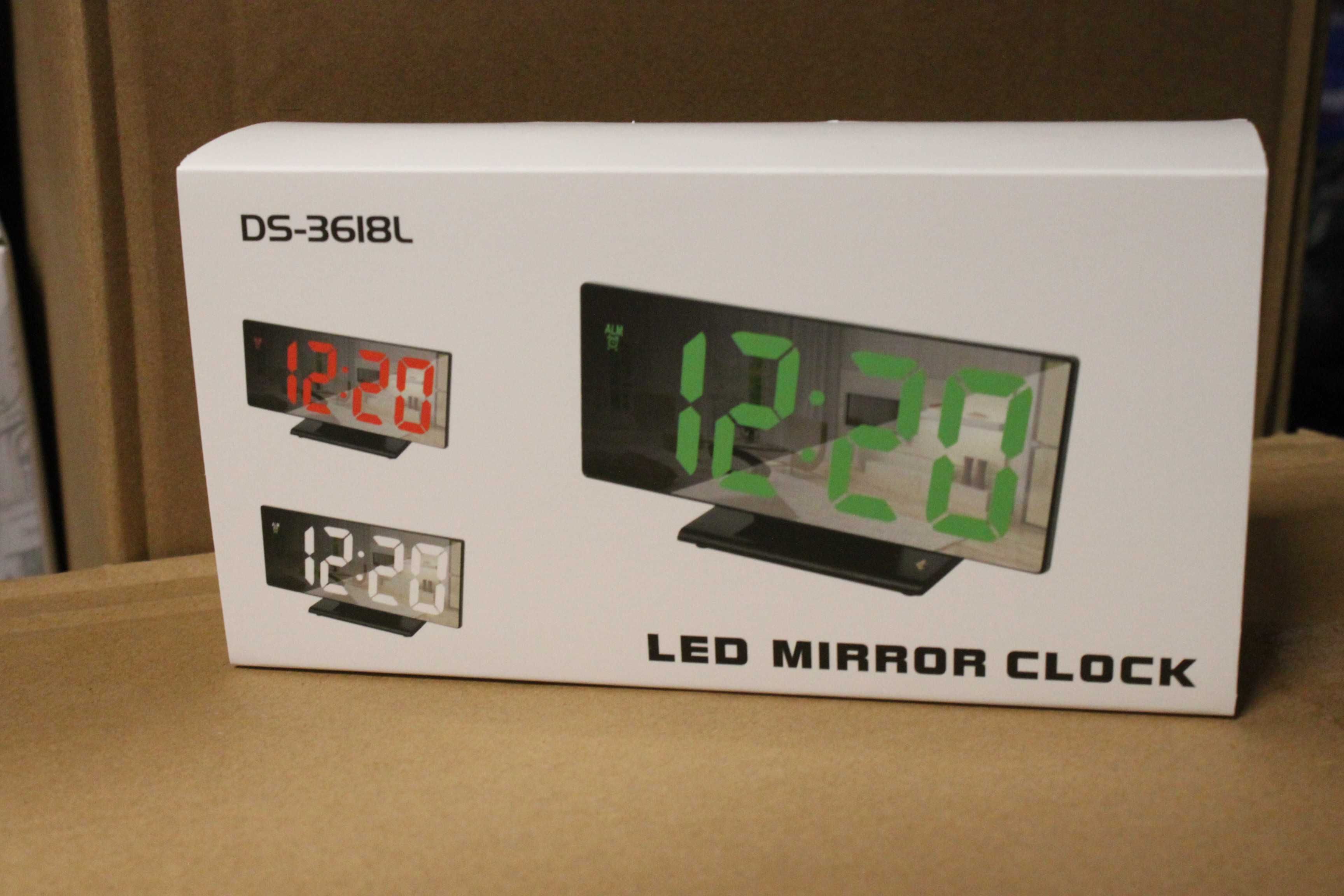 Ceas digital de masa mirror clock cu afisaj verde alarma temperatura