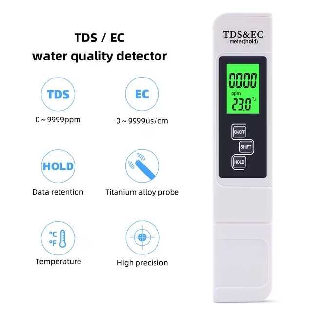 Tester TDS&EC pentru controlul puritatii si temperaturii apei