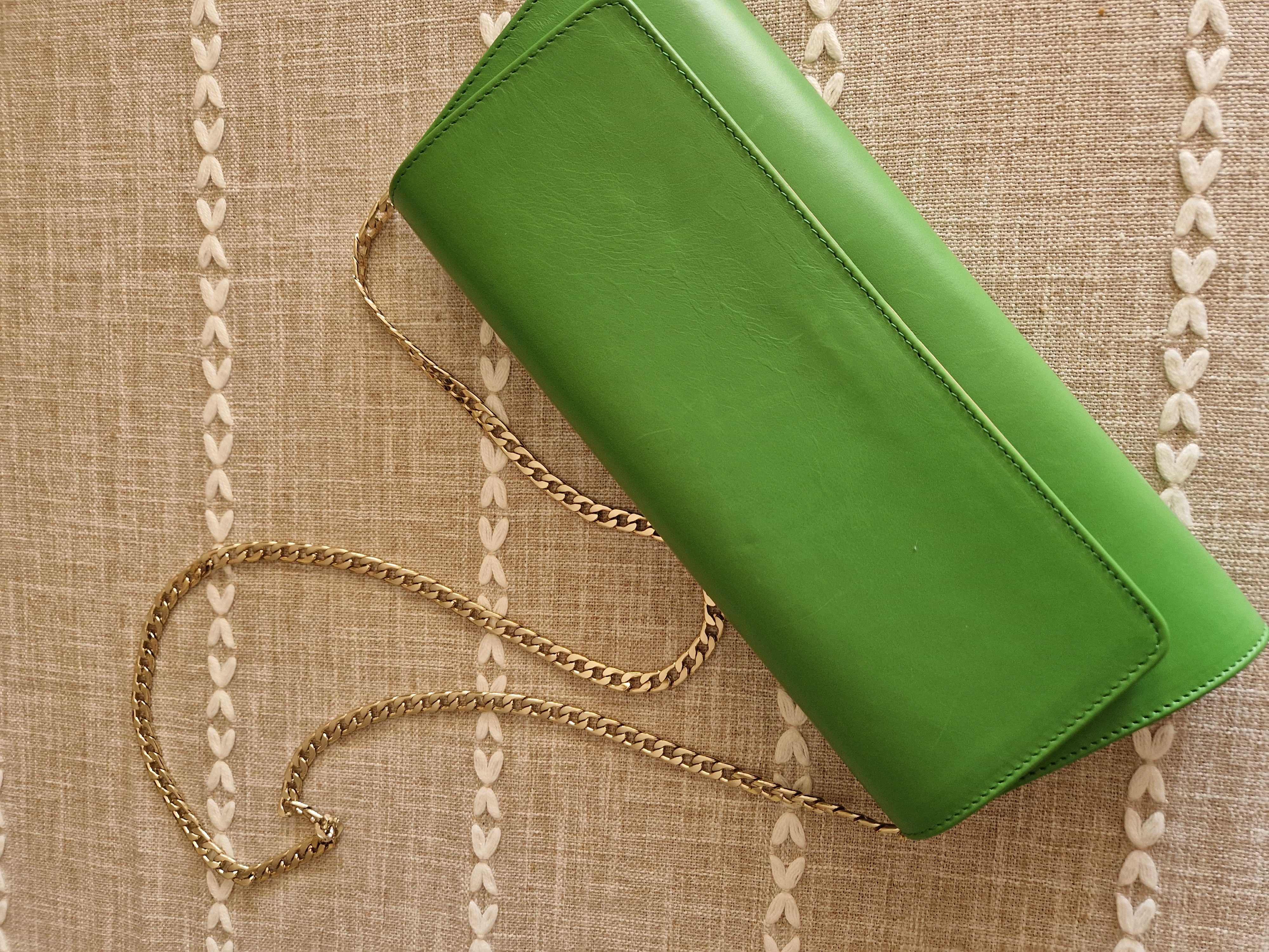 Vand geanta plic verde, piele #Musette