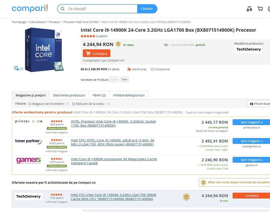 Procesor Intel Core i9-14900K, până la 6.0 GHz , Nou , garantie 2028