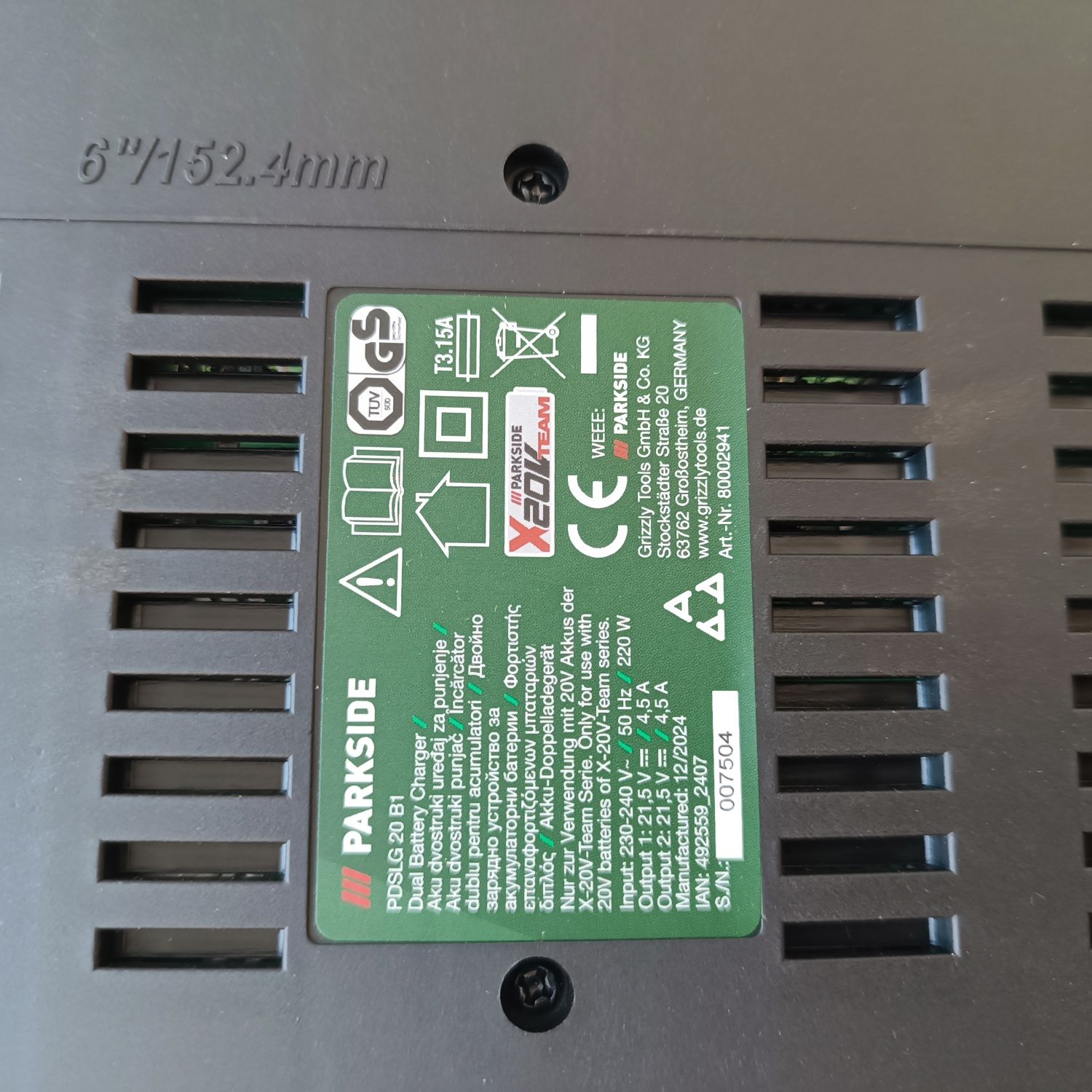 20 V - 2 × 4,5 Ah / Двойно зарядно Parkside/Парксайд