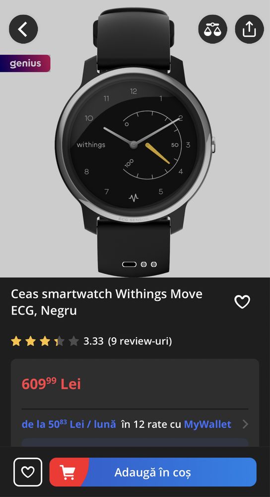 Smartwatch Withings Move ECG fullbox