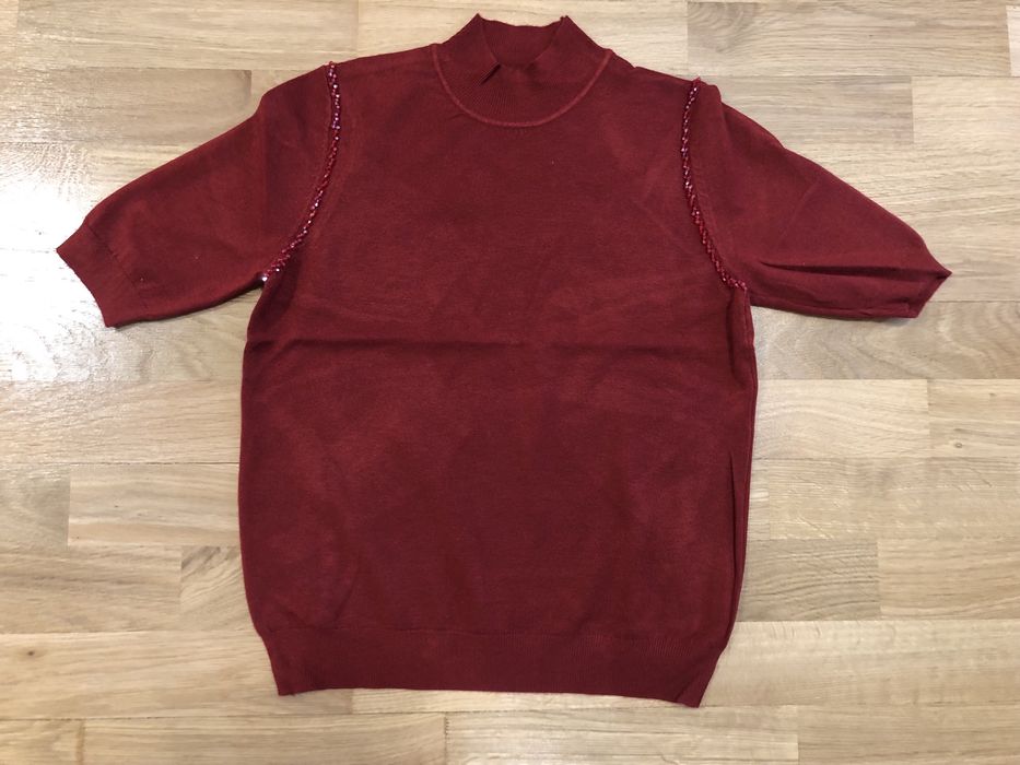 Pulover tricotat subtire rosu inchis nou