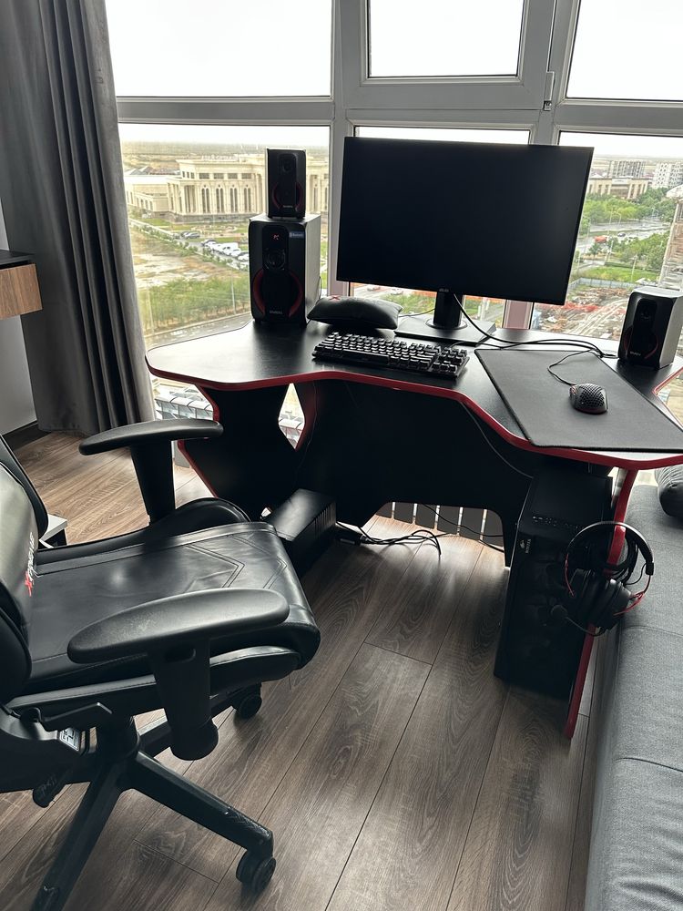 Компьютерный стол DreamDesk X-Line, 120x80x75 см, черный, красный
